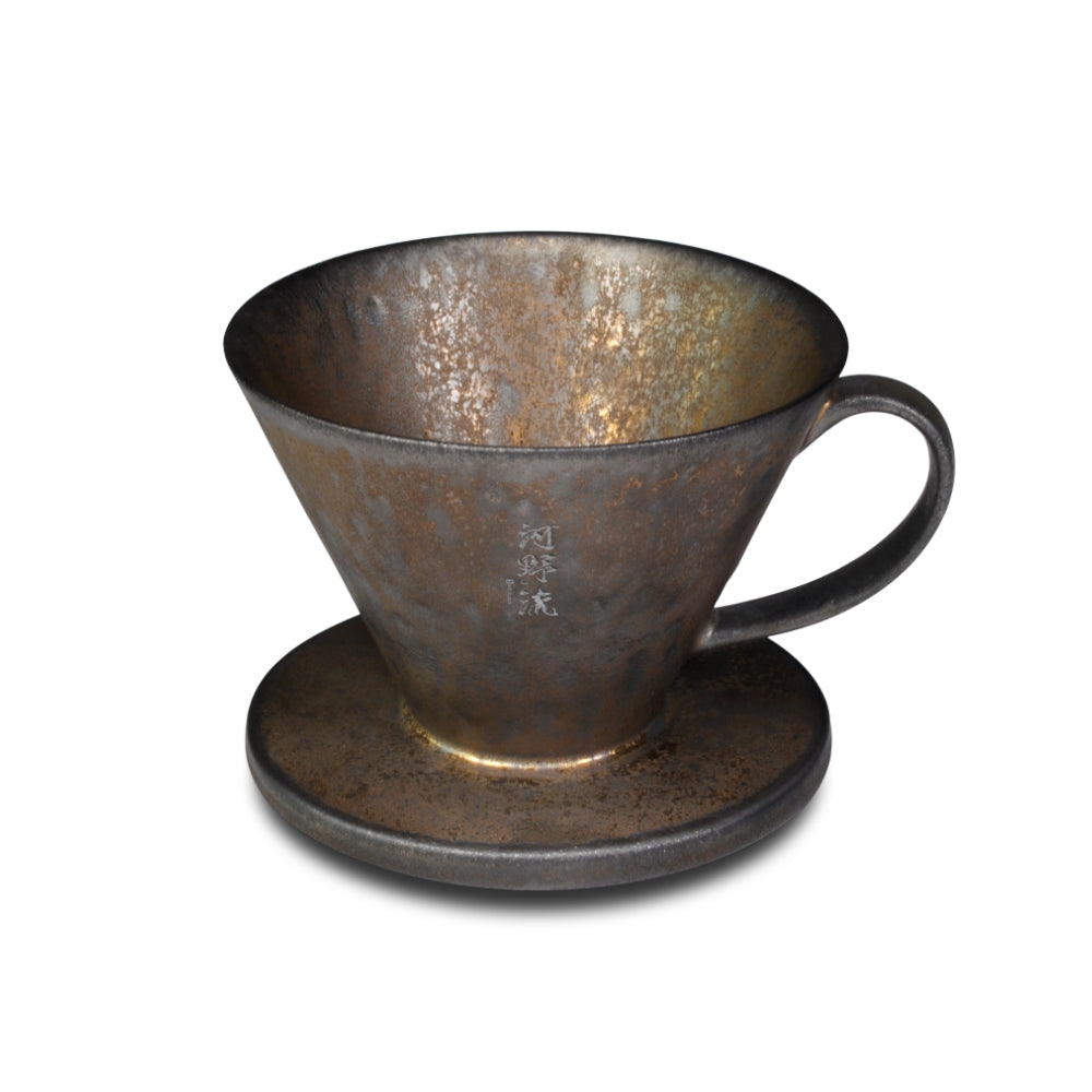 現貨|全港免運|河野流 - 文京手作陶瓷咖啡濾杯 Coffee Dripper 1-2杯 木質盒裝|每個鐵釉紋理獨一無二【送一包Hario V60 VCF-01濾紙 100張】