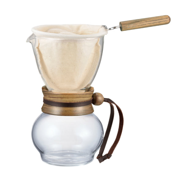 預訂|全港免運|Hario - 法蘭絨濾布 玻璃手沖咖啡壺組 Wood Neck Drip Pot (1-2杯) DPW-1|《約10-14個工作天內寄出》