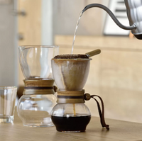 預訂|全港免運|Hario - 法蘭絨濾布 玻璃手沖咖啡壺組 Wood Neck Drip Pot (1-2杯) DPW-1|《約10-14個工作天內寄出》