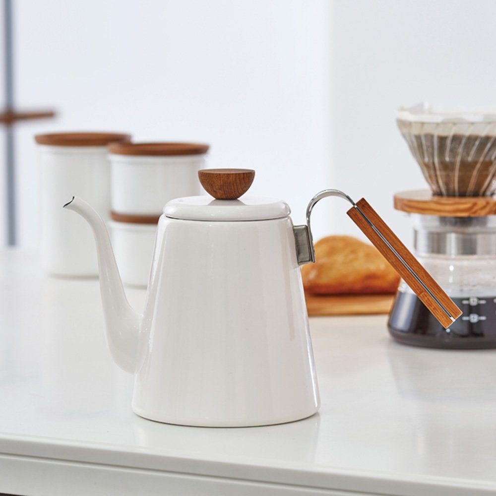 預訂|全港免運|Hario - Bona琺瑯 細口手沖壺 Drip Kettle (800ml) BDK-80-W|《約10-14個工作天內寄出》