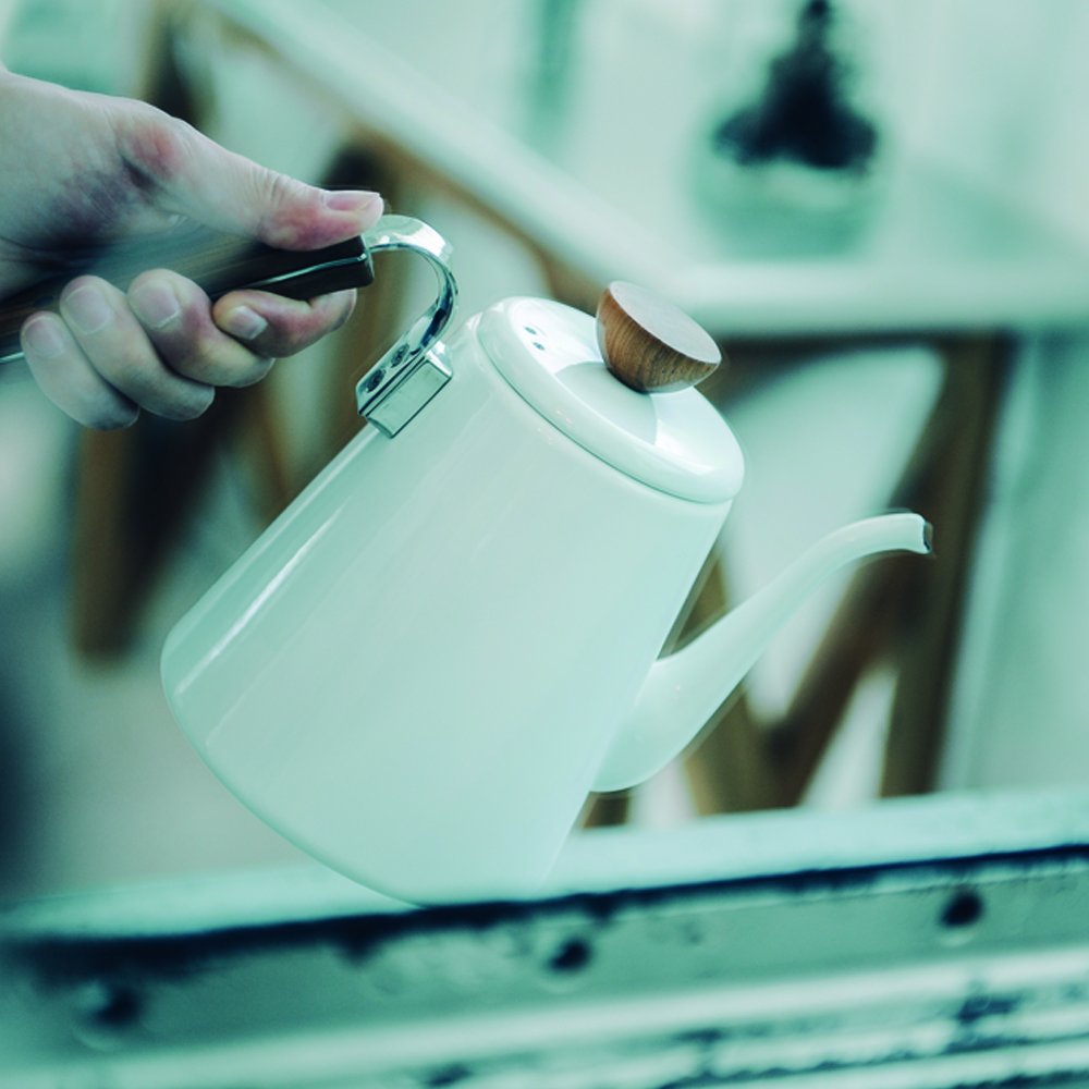 預訂|全港免運|Hario - Bona琺瑯 細口手沖壺 Drip Kettle (800ml) BDK-80-W|《約10-14個工作天內寄出》