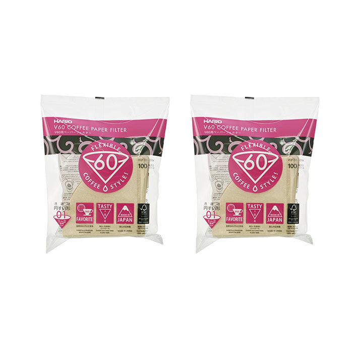 現貨|Hario - 200張 V60手沖咖啡濾紙 白紙啡紙 Coffee Paper Filter VCF-01/VCF-02 (2包 共200張)