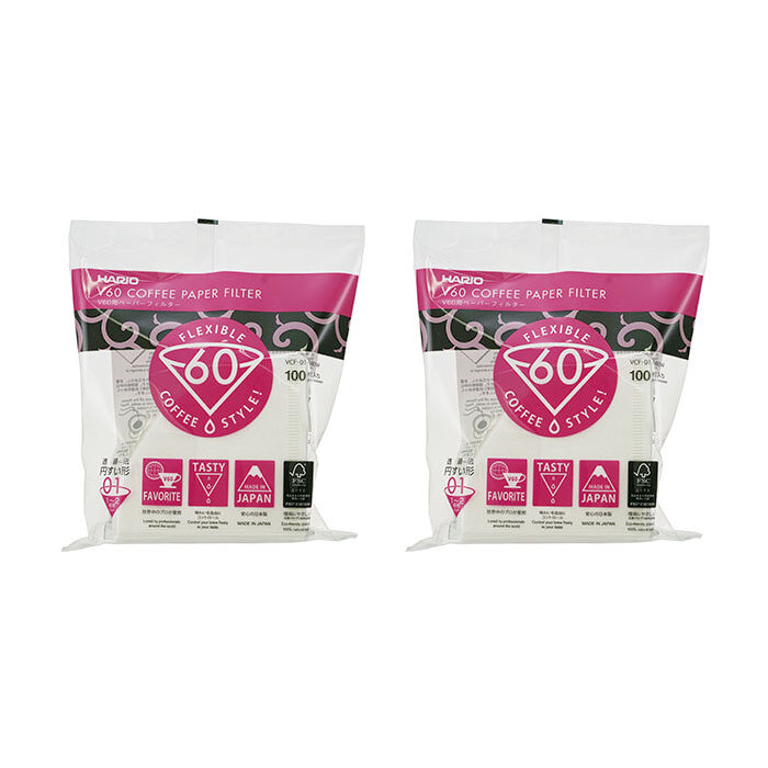 現貨|Hario - 200張 V60手沖咖啡濾紙 白紙啡紙 Coffee Paper Filter VCF-01/VCF-02 (2包 共200張)