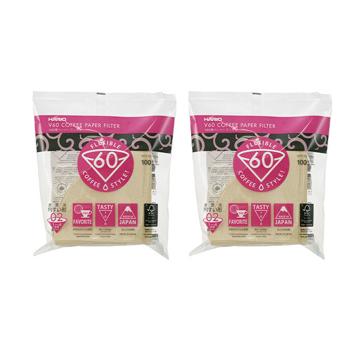現貨|Hario - 200張 V60手沖咖啡濾紙 白紙啡紙 Coffee Paper Filter VCF-01/VCF-02 (2包 共200張)