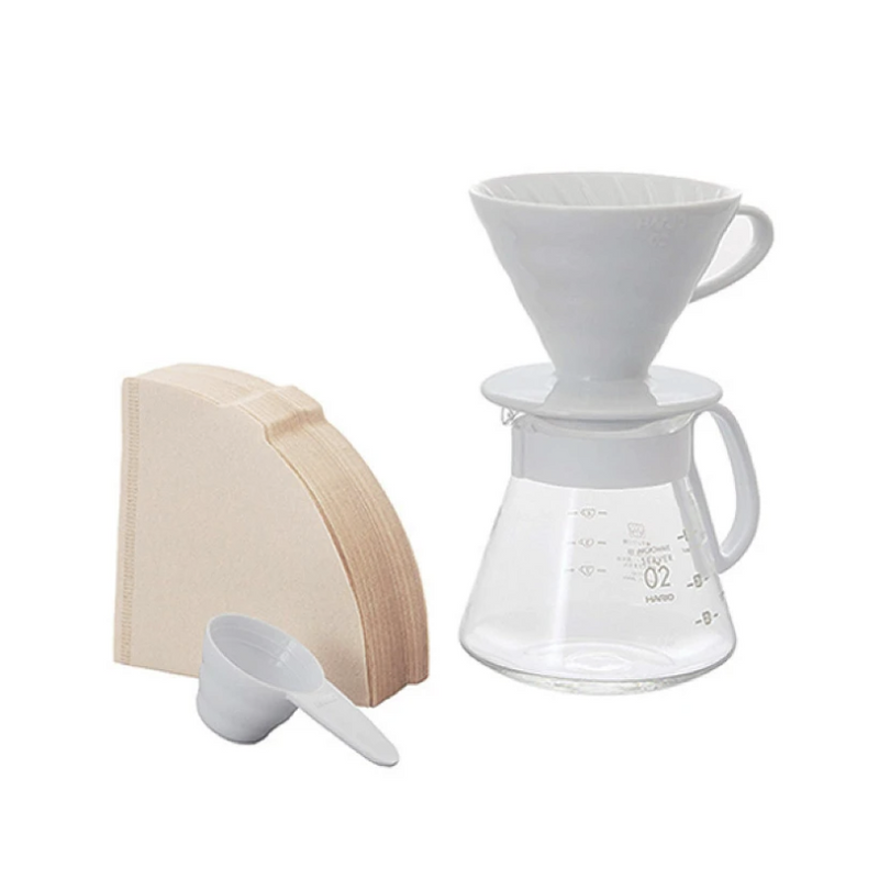 現貨｜Hario V60 02 陶瓷濾杯 咖啡壺組套裝 Ceramic Dripper Set (1-4杯)｜XVDD-3012W