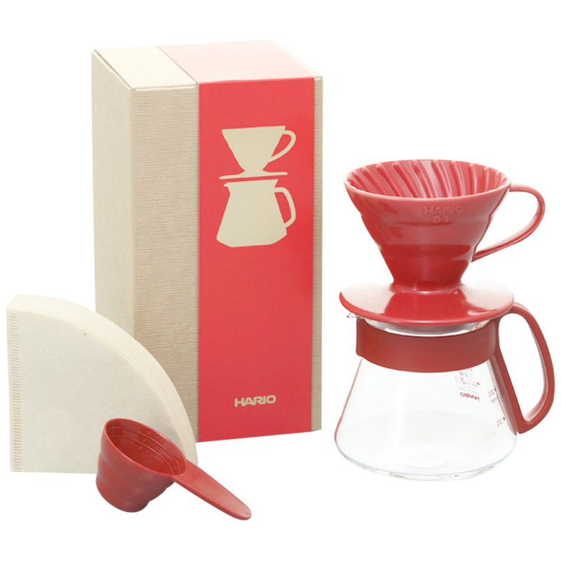 現貨｜Hario - V60 01 紅色陶瓷濾杯 手沖咖啡壺組套裝 Dripper & Pot (1-2杯) VDS-3012R