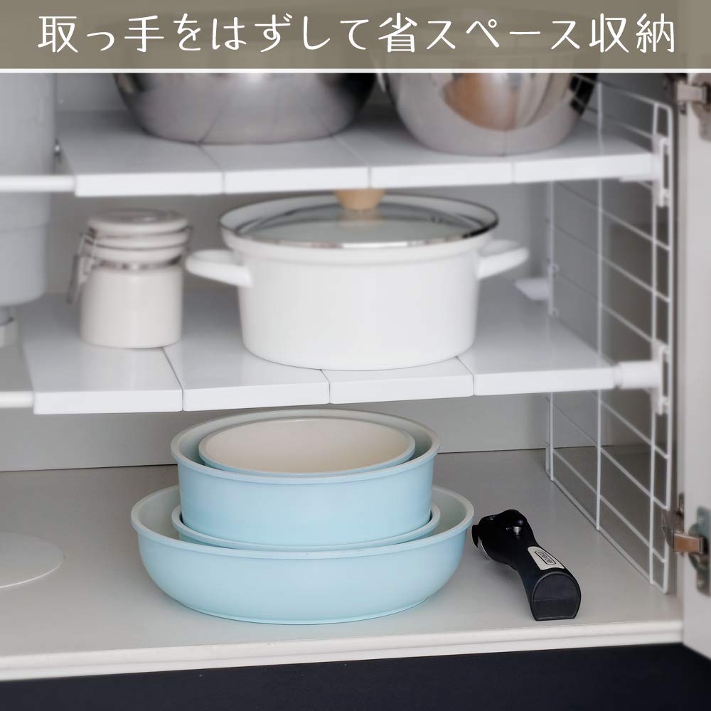 預訂｜全港免運｜日本 Iris Ohyama Ceramic Color Pan 可拆式把手 慳位方便 陶瓷鍋具廚具套裝 IH對應 (6件裝 米色)｜《約10-14個工作天內寄出》