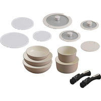 預訂｜全港免運｜日本 Iris Ohyama Ceramic Color Pan 可拆式把手 慳位方便 陶瓷鍋具廚具套裝 IH對應 (13件套裝 米色)｜《約10-14個工作天內寄出》